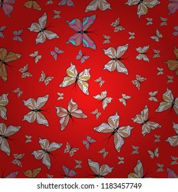 Cute butterfly red, pink and white vector pattern. Decor for clothing design. Seamless.