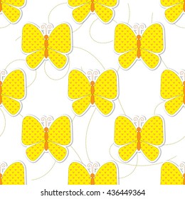 Cute butterfly seamless pattern. Childish wallpaper. Cartoon butterfly graphic background. Sweet pet design. Funny character illustration