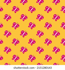 Cute butterfly seamless pattern. Doodle flying insect endless wallpaper. Naive art style. Simple design for fabric , textile print, wrapping, cover. vector illustration.