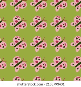Cute butterfly seamless pattern. Doodle flying insect endless wallpaper. Naive art style. Simple design for fabric , textile print, wrapping, cover. vector illustration.