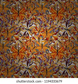 Cute butterfly seamless pattern for print textures. Yellow, orange and white butterflies pattern. Vector illustration. Decor background for clothing design.