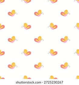 Vector lindo del modelo inconsútil de la mariposa, estilo minimalista de los niños en el fondo blanco, impresión del insecto de la primavera para la guardería y la materia textil de los niños