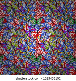 Cute butterfly seamless pattern in white, red and blue colors. Butterfly floral pattern on tropical theme. Vector illustration. Perfect for textile, wallpapers, web page backgrounds, surface textures.