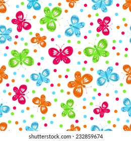 cute butterfly seamless,pattern.butterflies on a white background, vector