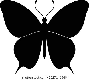 A cute Butterfly silhouette vector art and black color illustration design with no background, natural wildlife animal graphics design