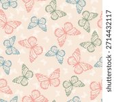 Cute butterfly silhouettes seamless pattern. Stylish cute butterfly illustration for fabric design, wallapper or wrapping paper.