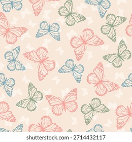 Lindas siluetas de mariposa sin patrón. Ilustración linda elegante de la mariposa para el diseño de la tela, el papel pintado o el papel de regalo.