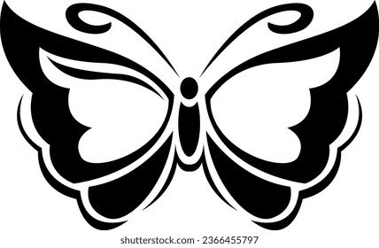 Cute butterfly tattoo, tattoo illustration, vector on a white background.
