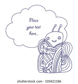 Cute butterfly with thought bubble (vector version)