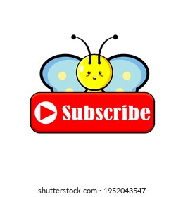 Cute butterfly vector design carrying a subscribe button