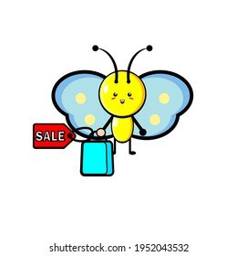Cute butterfly vector design shopping