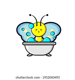 Cute butterfly vector design taking a shower