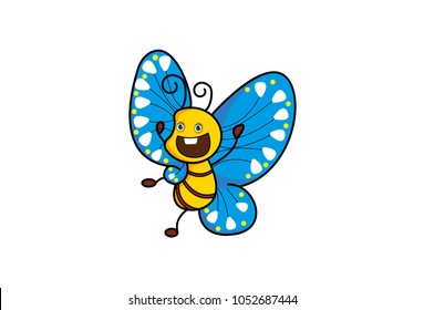 Cute Butterfly. Vector Illustration. Isolated on white background.