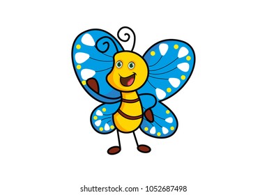 Cute Butterfly. Vector Illustration. Isolated on white background.