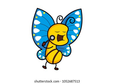 Cute Butterfly. Vector Illustration. Isolated on white background.