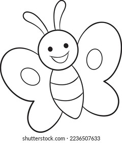 Cute Butterfly Vector Illustration Line Art 