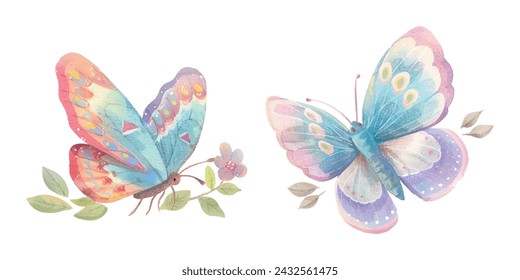 cute butterfly watercolour vector illustration 