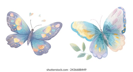 cute butterfly watercolour vector illustration 