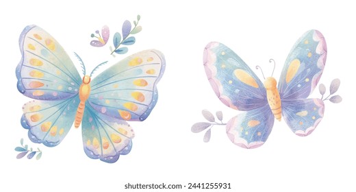 cute butterfly watercolour vector illustration 