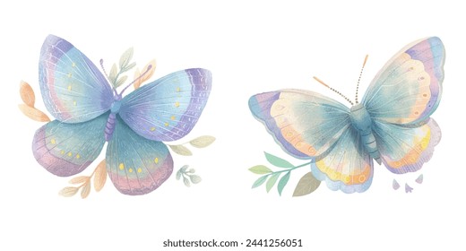 cute butterfly watercolour vector illustration 