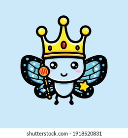 cute butterfly wearing a king crown