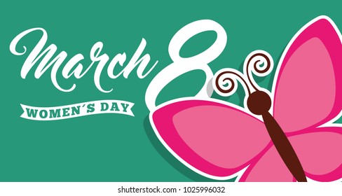 cute butterfly womens day 8 march card