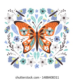 Cute  butterfly for your design. Can de used for t-shirt, cards, bags, banners, posters. Vector illustrations