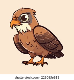 Cute Buzzard Bird Illustration Vector: Adorable Raptor Design Art