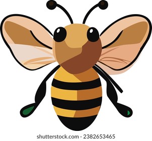 Cute Buzzing abeja Dibujo de vector de vuelo feliz