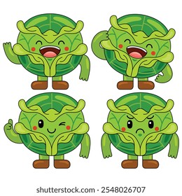Cute Cabbage Character Mascot Illustration