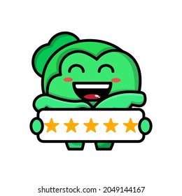 cute cabbage with five stars icon illustration vector graphic