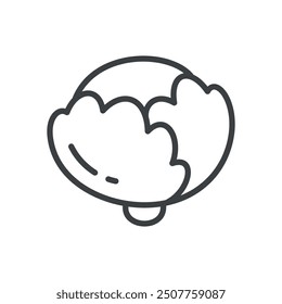 Cute cabbage icon. Hand drawn monochrome illustration of a ripe cabbage head isolated on a white background. Vector 10 EPS.