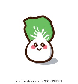 cute cabbage vegetable flat design illustration vector