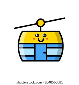 cute cable car cabin icon illustration vector graphic