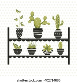 Cute cacti, flowerpots. 
