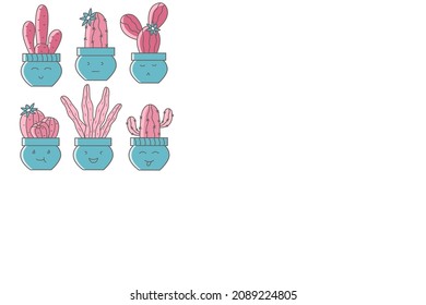 Cute cacti, lovely cacti vectors for cards, poster, instagram carousel and etc