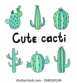 Cute cacti. Vector illustration