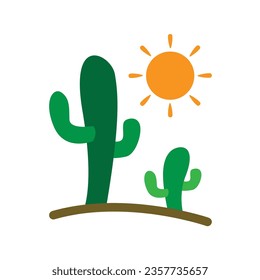cute cactus and bright sun logo vector