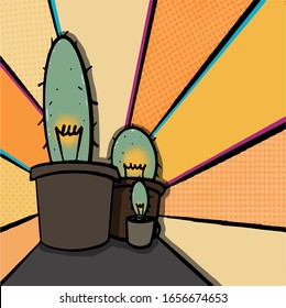 cute cactus bulbs and pop art