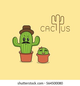 Cute cactus cartoon character