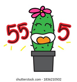 cute cactus cartoon on white background.Vector