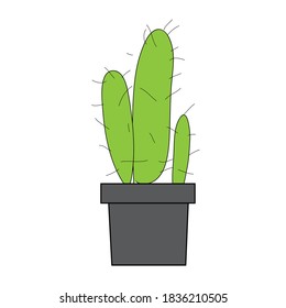 cute cactus cartoon on white background.Vector