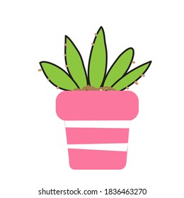 cute cactus cartoon on white background.Vector
