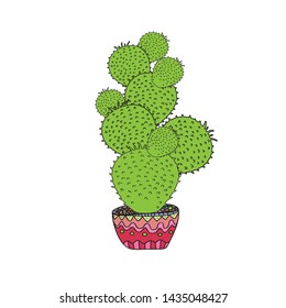 Cute cactus. Cartoon style. Can be used for cards, wallpapers, covers, clothes, fabrics. Beautiful stickers.