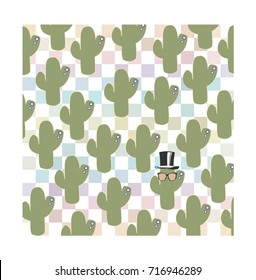 cute cactus cartoon vector background design illustration art