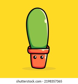 Cute cactus cartoon vector icon illustration. Animal Nature Icon Concept. Isolated Premium Vector. Flat Cartoon Style