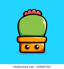 Cute cactus cartoon vector icon illustration. Animal Nature Icon Concept. Isolated Premium Vector. Flat Cartoon Style