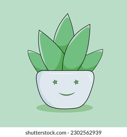 Cute cactus cartoon vector icon illustration. plant nature icon concept.