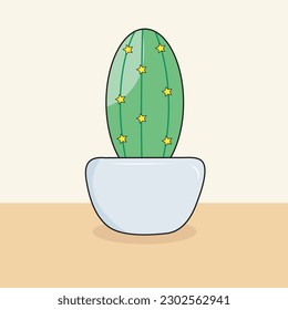 Cute cactus cartoon vector icon illustration. plant nature icon concept.