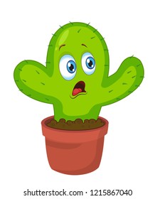 cute cactus character cartoon vector